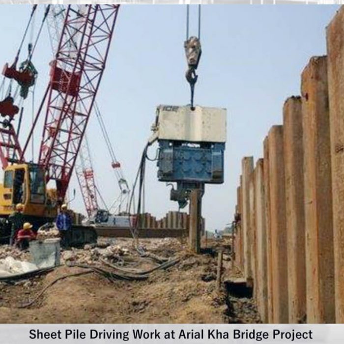 Sheet Pile Driving Work at Arial Kha Bridge Project