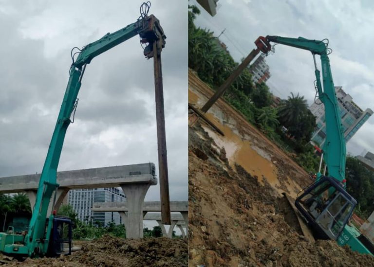 Sheet Pile Driving Work at First Dhaka Elevator Express Project as a sub-contractor for ITAL-THAI Development Co